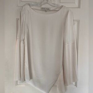 Banana Republic x Olivia Palermo Asymmetric Satin Pleated Sleeve